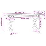 vidaXL Table basse cadre en X 110x40x45 cm bois de pin massif et acier