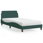 vidaXL Lit avec matelas vert foncé 100x200 cm velours