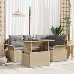 vidaXL Ensemble de canapé de jardin 5 Pièces Beige Poly rotin