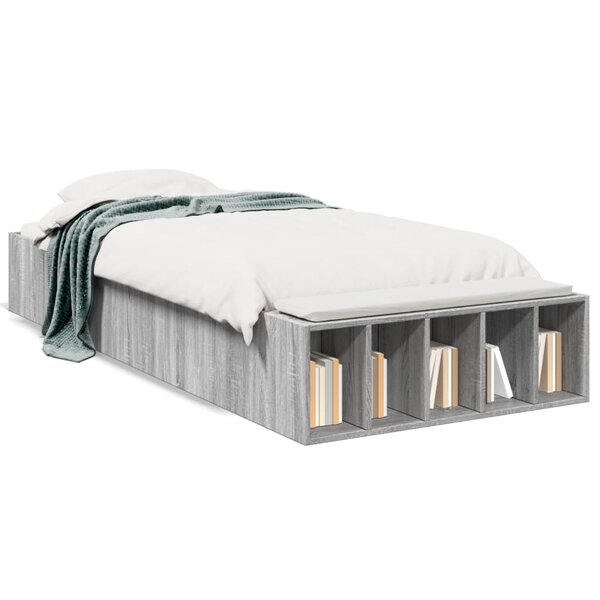 vidaXL Cadre de lit sans matelas sonoma gris 100x200 cm