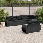 vidaXL Salon de jardin 8 Pièces avec coussins noir résine tressée