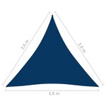 vidaXL Voile de parasol Tissu Oxford triangulaire 3 6x3 6x3 6 m Bleu