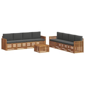 vidaXL Ensemble de canapés d'extérieur 9 pc Naturel et Anthracite