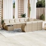 vidaXL Salon de jardin 11 Pièces avec coussins beige résine tressée