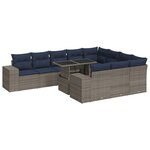 vidaXL Ensemble de canapés de jardin 11 Pièces et coussins rotin acacia
