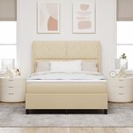 Lit box spring vidaXL avec matelas et LED Crème 140x200 cm Tissu