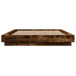 vidaXL Cadre de lit et lumières LED sans matelas chêne fumé 140x190 cm