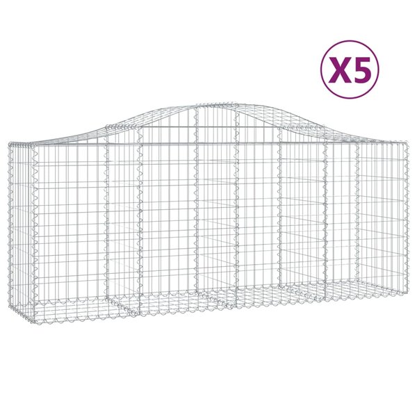 vidaXL Paniers à gabions arqués 5 Pièces 200x50x80/100 cm Fer galvanisé