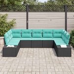 vidaXL Ensemble de canapé de jardin 9 Pièces Noir et turquoise Polyrotin