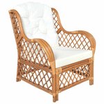 vidaXL Canapé avec coussin Marron clair Rotin naturel et lin