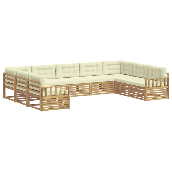 vidaXL Ensemble de canapés d'extérieur 9 Pièces Blanc et crème