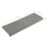 vidaXL Tapis d'escalier 15 pièces 65 x 21 x 4 cm Gris clair Bord rectangulaire