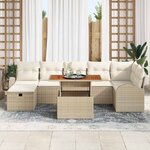 vidaXL Ensemble de canapé de jardin 8 Pièces Beige polyrotin