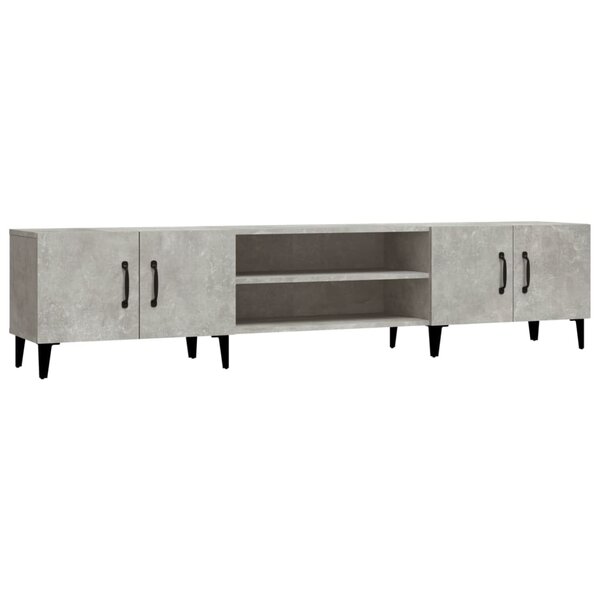 vidaXL Meuble TV gris béton 180x31 5x40 cm bois d'ingénierie