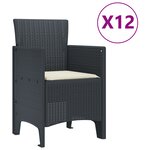 Ensemble de salle à manger de jardin 13 pièces avec coussins en poly rattan anthracite