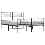 vidaXL Cadre de lit métal sans matelas avec pied de lit noir 160x200cm