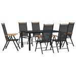 vidaXL Ensemble à manger de jardin 7 Pièces noir aluminium