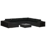 vidaXL Salon de jardin 10 Pièces avec coussins Résine tressée Noir