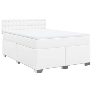 vidaXL Sommier à lattes de lit avec matelas Blanc 140x200cm Similicuir