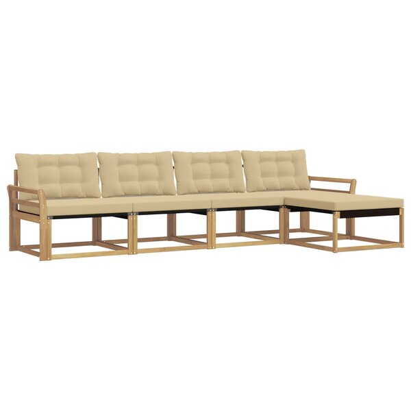 vidaXL Ensemble de canapés d'extérieur 5 pc Blanc et Beige