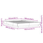 vidaXL Cadre de lit avec lumières LED gris béton 135x190 cm