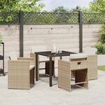 vidaXL Ensemble de salle à manger pour jardin 5 Pièces Beige polyrotin