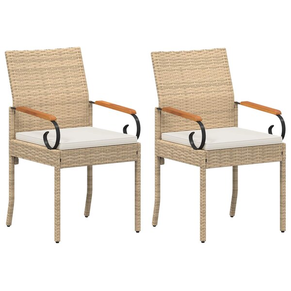 vidaXL Chaises de jardin avec coussin 2 Pièces Beige et blanc crème