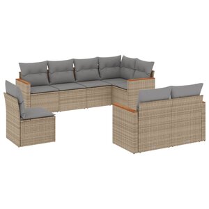 vidaXL Salon de jardin avec coussins 8Pièces mélange beige résine tressée