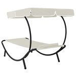 vidaXL Chaise longue de jardin avec auvent et oreiller Blanc crème