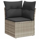 vidaXL Salon de jardin 4 Pièces avec coussins gris clair résine tressée