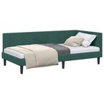vidaXL Cadre de lit d'angle Vert foncé 100 cm x 200 cm Velours