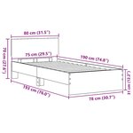 vidaXL Cadre de lit Bois ancien 75 x 190 cm Bois d'ingénierie