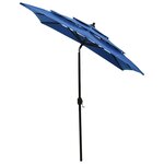 vidaXL Parasol de jardin à 3 niveaux avec mât en aluminium bleu azuré