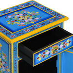 vidaXL Table de chevet Bois de manguier Turquoise Peinture à la main