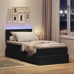 vidaXL Lit avec rangement et LED avec matelas Noir 100 x 200 cm tissu