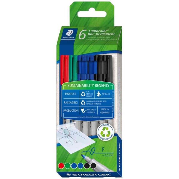 Marqueur non permanent Lumocolor 316F  étui de 6 STAEDTLER
