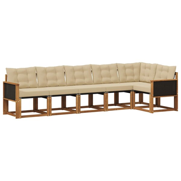 vidaXL Ensemble de canapés d'extérieur 6 pc Naturel et Beige