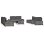 vidaXL Salon de jardin 10 Pièces Résine tressée Gris
