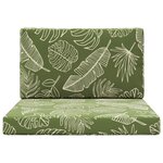 vidaXL Coussin de canapé d'extérieur 2 Pièces Modèle feuille Polyester