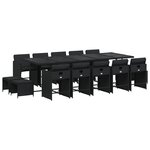 vidaXL Ensemble à manger de jardin 15 Pièces coussins noir résine tressée
