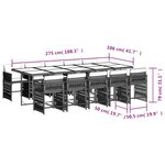 vidaXL Ensemble à manger de jardin et coussins 11 Pièces beige poly rotin