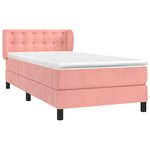 vidaXL Sommier à lattes de lit avec matelas Rose 90x200 cm Velours