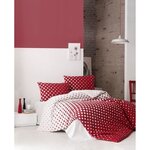 Parure de lit - housse de couette 220 x 240 + 2 taies d'oreiller 60 x 60 coton renforcé - Rouge