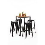 Table mange-debout carré en acier et acacia - h1000 mm - bolero -  - acier et bois 600x600x1000mm