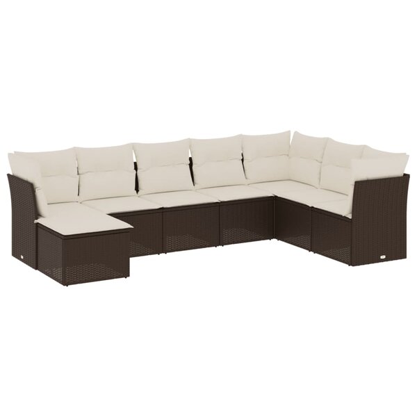 vidaXL Salon de jardin 8 Pièces avec coussins marron résine tressée