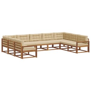 vidaXL Ensemble de canapés d'extérieur 9 pc Naturel et Beige