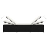 vidaXL Chaise longue avec coussin et table à thé rotin Blanc crème