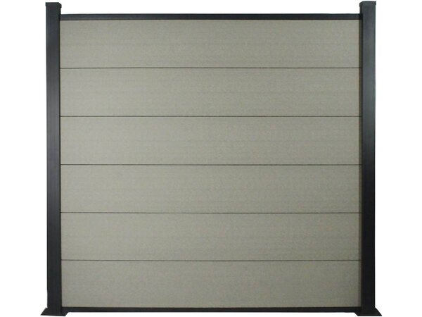 Lot de 6 lames de clôture L 160cm x 25.8cm en composite + 2 profilés - Gris