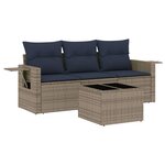 vidaXL Salon de jardin 4 Pièces avec coussins gris résine tressée