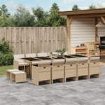 vidaXL Ensemble à manger de jardin et coussins 15 Pièces beige
